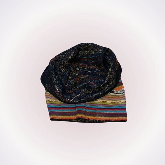 Happy World Clothing HWC bohemian multicolor striped infinity snood scarf with b - Picture 1 of 5